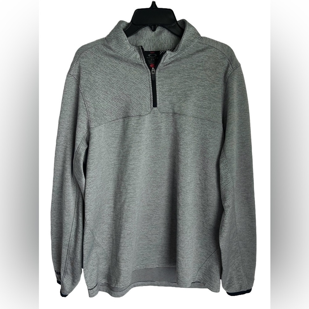 Oakley Mens 1/4 Zip Pullover Sweater Sz L Gray Black Lightweight *Company Logo*